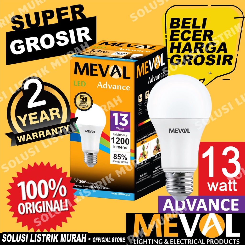 Jual Meval Lampu LED Bulb Advance 13W - Putih | Shopee Indonesia