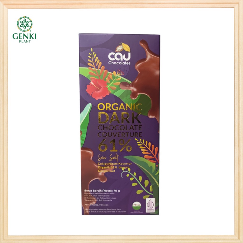 Jual Cau Chocolates Organic Dark Chocolate 61% Sea Salt - 70 g | Shopee ...
