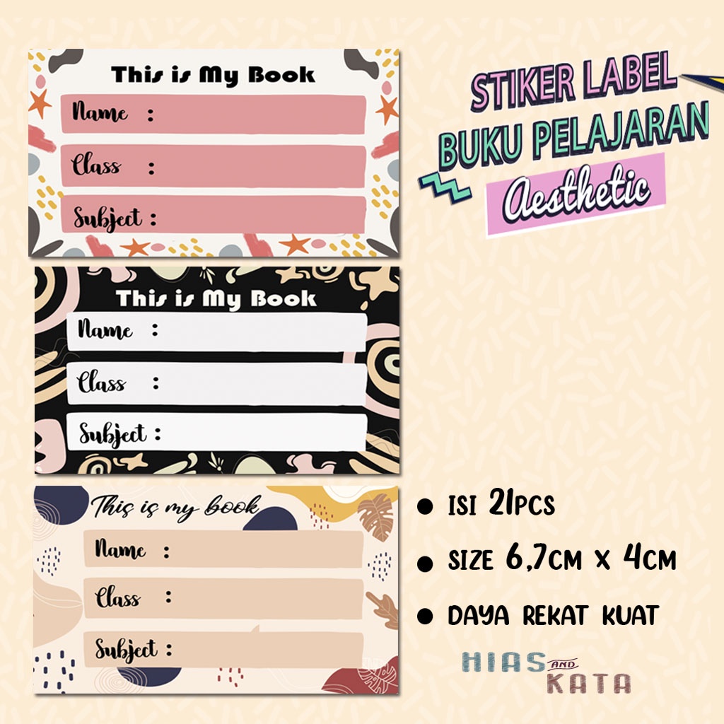 Jual Stiker Label Buku Pelajaran Sekolah Aesthetic Pcs Shopee Indonesia