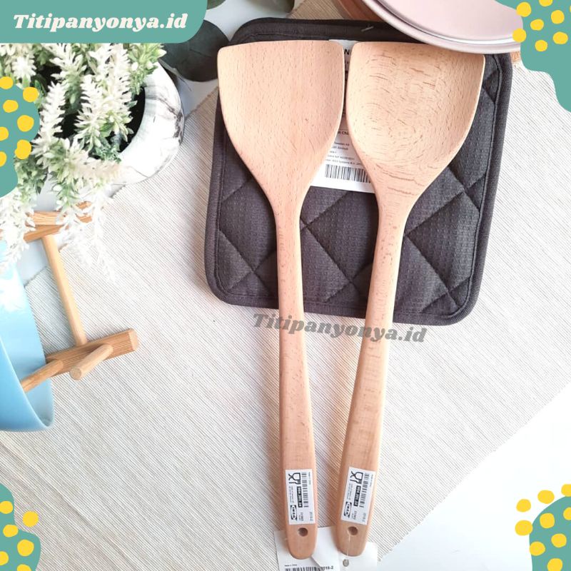Jual Spatula Sutil Sodet Kayu Panjang/Peralatan Masak Kayu Anti Lengket
