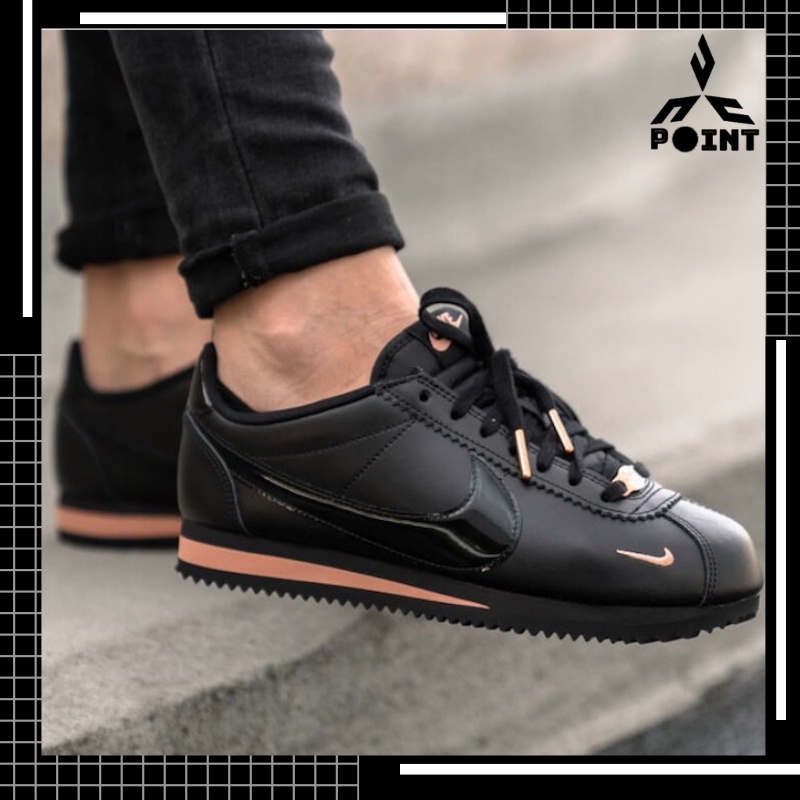 BNIB Sepatu Nike Classic Cortez Leather Black rose Gold ORIGINAL PREMIUM