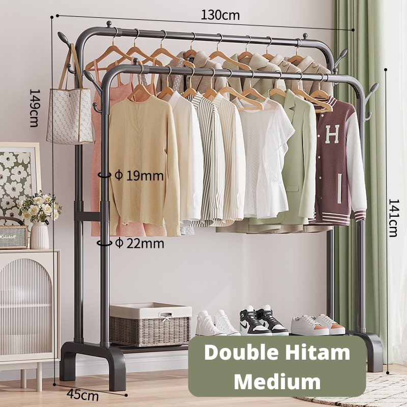 Jual Depan Megam Rak Gantungan Baju Jemuran Stand Hanger Double Rak