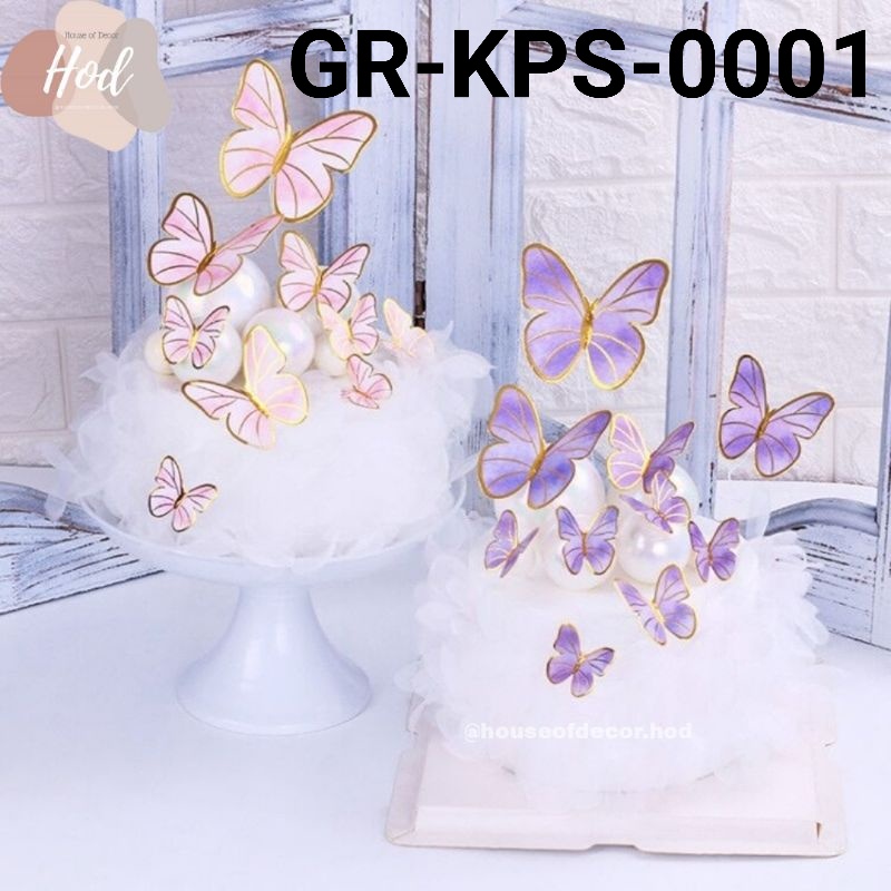 Jual GR-KPS-0001 Cake topper hiasan kue kupu kupu butterfly pink ungu ...