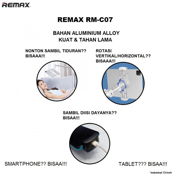 Jual REMAX RM-C07 - Cantilever Holder for Phone and Tablet - 13 inch ...