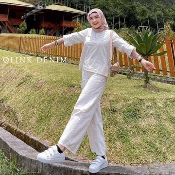 Celana Kulot Jeans Snow Highwaist Wanita Premium Warna