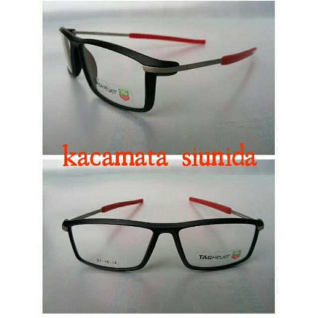 Frame kacamata baca tag heuer th588 black red