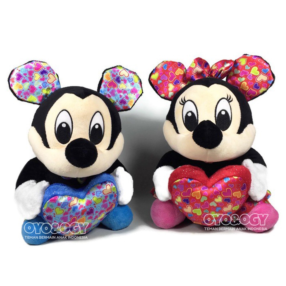 Jual Boneka Karakter Mickey Minnie Mouse Love Heart - Stuffed Plush ...