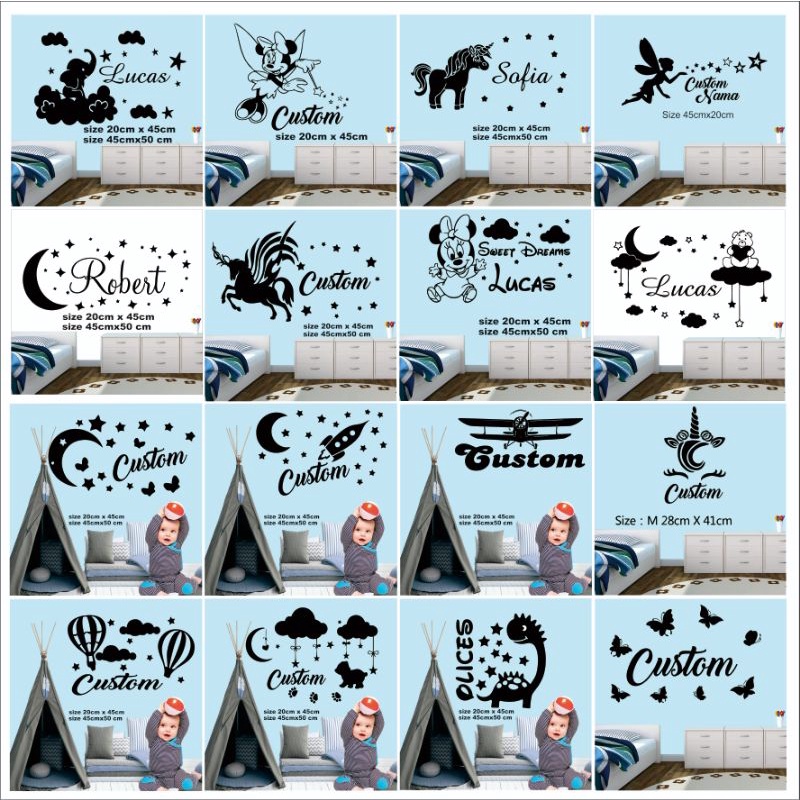 Jual Stiker Dinding Kamar Tidur Anak Custom Lucu Grup Wall Sticker ...