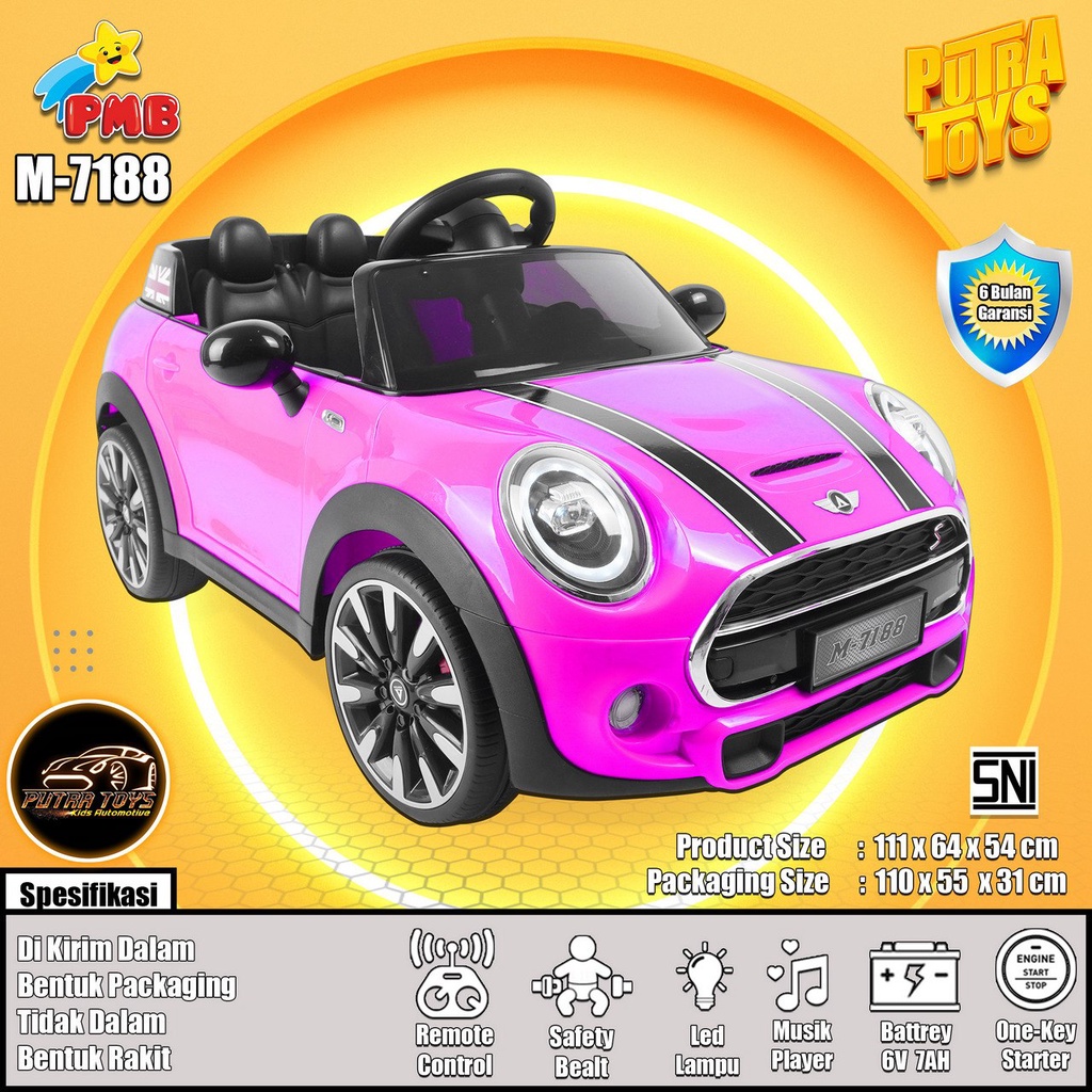 Jual MAINAN MOBIL AKI ANAK MINI COOPER MOBIL REMOT PMB 7188 REMOTE ...