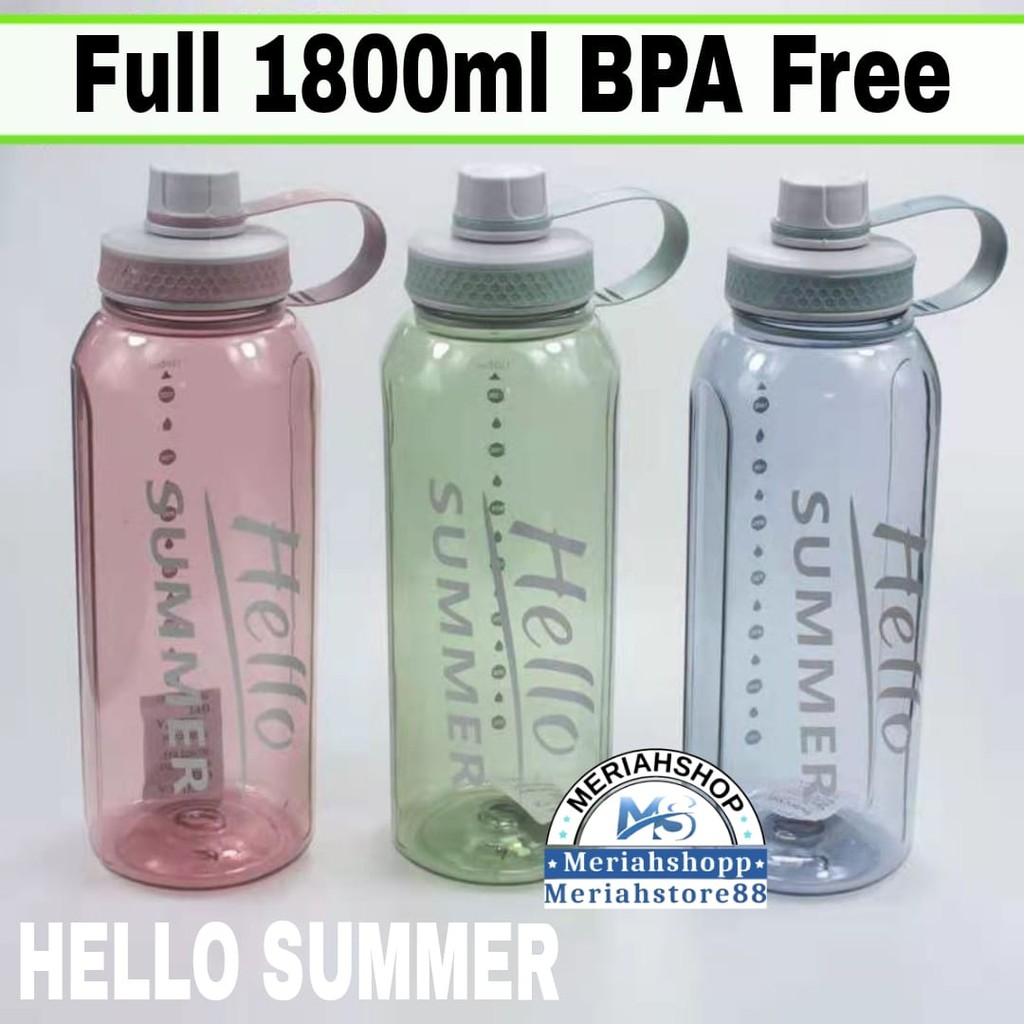 Jual M8015XS Botol Air Minum 1800ml Import with handle lid HELLO SUMMER ...