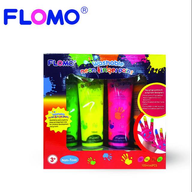 Jual Flomo FINGER PAINT SET NEON COLOUR | Shopee Indonesia