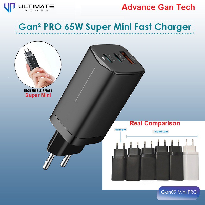 Jual Ultimate Power Gan 65W Super Mini Fast Charger Gan09 Mini PRO ...