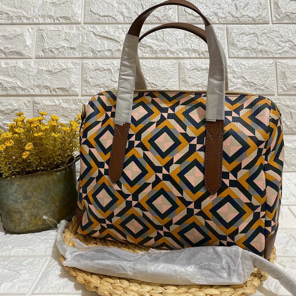 Jual FOSSIL SYDNEY SATCHEL YELLOW MULTI Shopee Indonesia