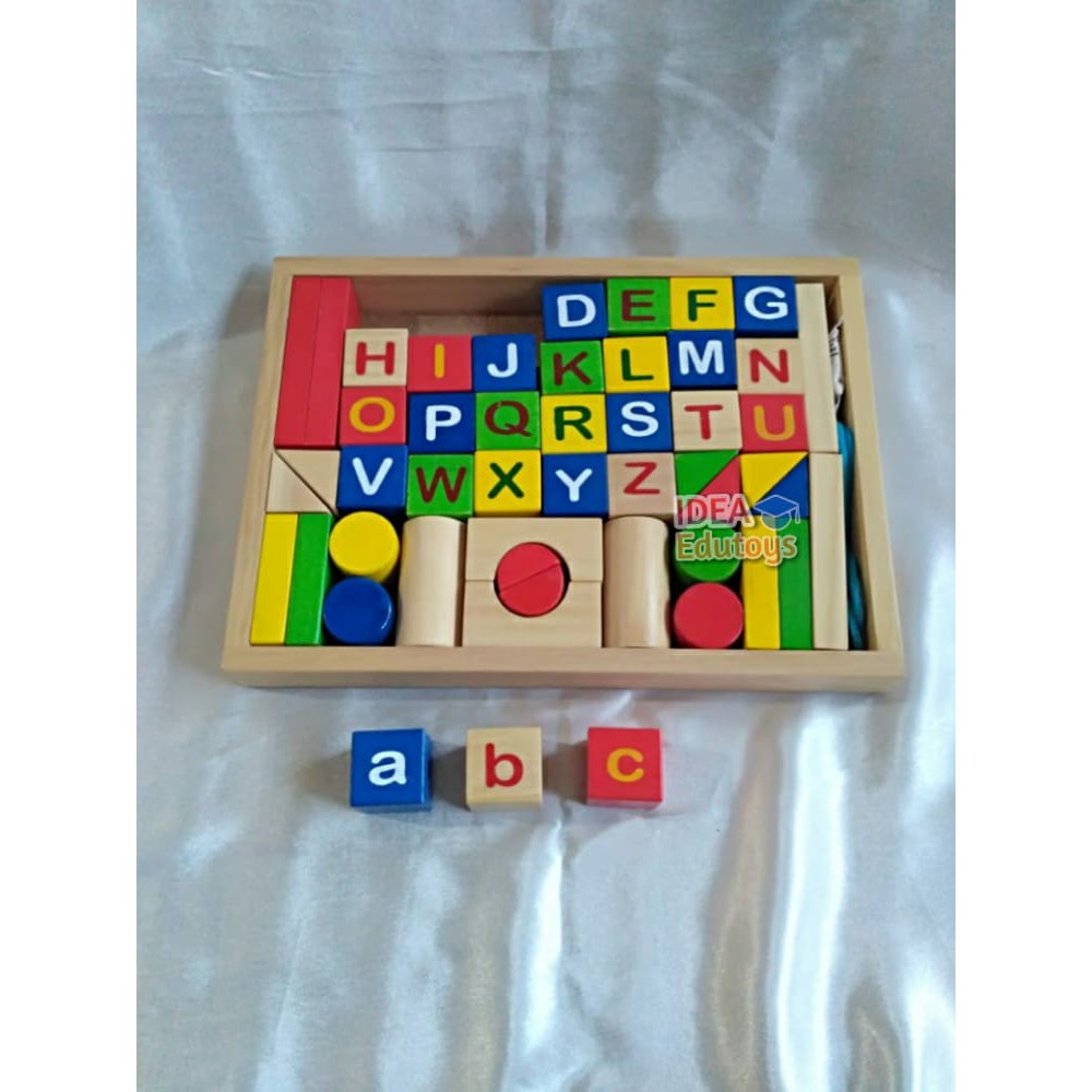 Jual Balok Bangun Ronce Huruf ( Mainan Kayu Edukasi ) | Shopee Indonesia