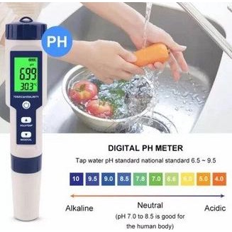 Testeur D'Eau 5 En 1 EZ-9909 - Mesure PH, TDS, CE, Salinité Et Température Avec Rétroéclairage, Étanche IP67