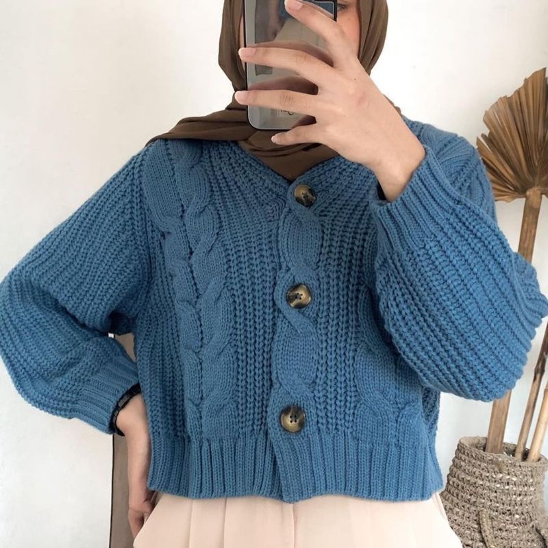 Jual ICS CARDIGAN CROP TOP/ CARDI RAJUT / BOTON SKIRT/ SWEATER CARDI ...