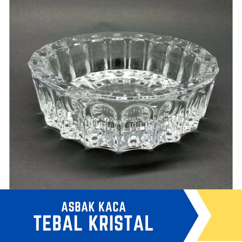 Jual Asbak Rokok Bundar Tebal Kaca Kristal 14 cm Motif Ulir Tebal ...