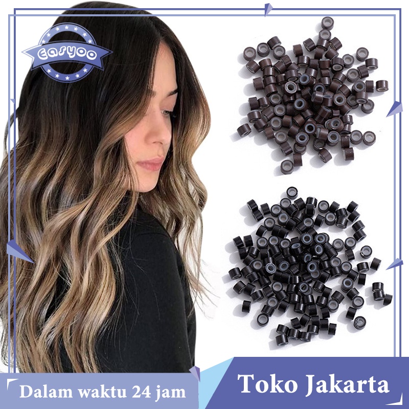 Jual Isi Sekitar 500 Buah Ring Silicone Hair Extensions Rambut Sambung ...