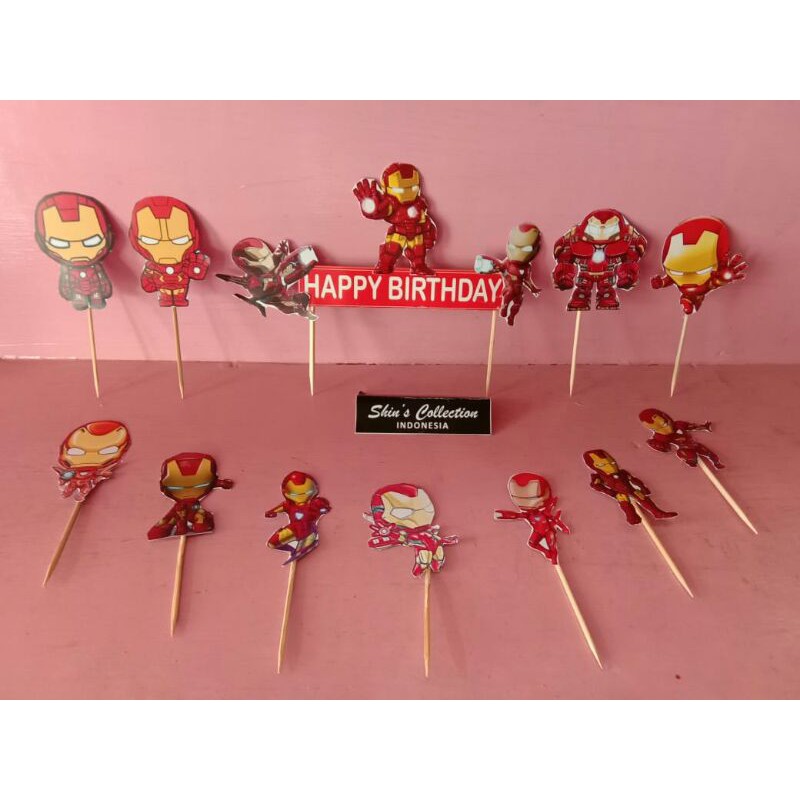 Jual Cake Topper Chibi Ironman 1 set isi 12 pcs | Shopee Indonesia