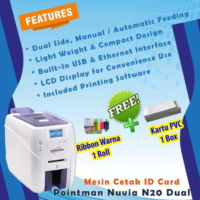 Jual Printer Id Card Pointman Nuvia N20 Dual(Free Ribbon Warna & Kartu ...