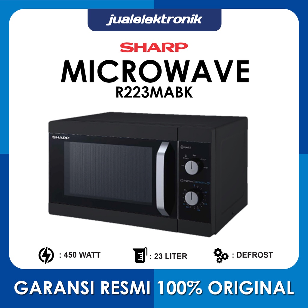 Sharp Microwave R 223DA BK 23 Liter Low Watt Hemat Listrik Garansi