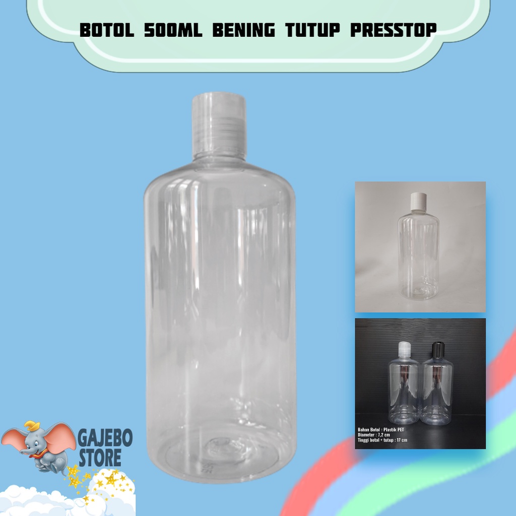 Jual BOTOL 500ML BENING CLEAR TUTUP PRESSTOP / BOTOL PRESSTOP 500ML ...