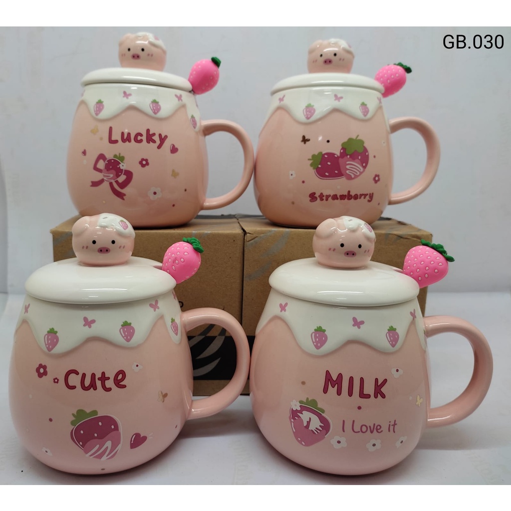 Jual Gelas Mug Cangkir Keramik Motif Stawberry Tutup Keramik Souvenir Unik Shopee Indonesia