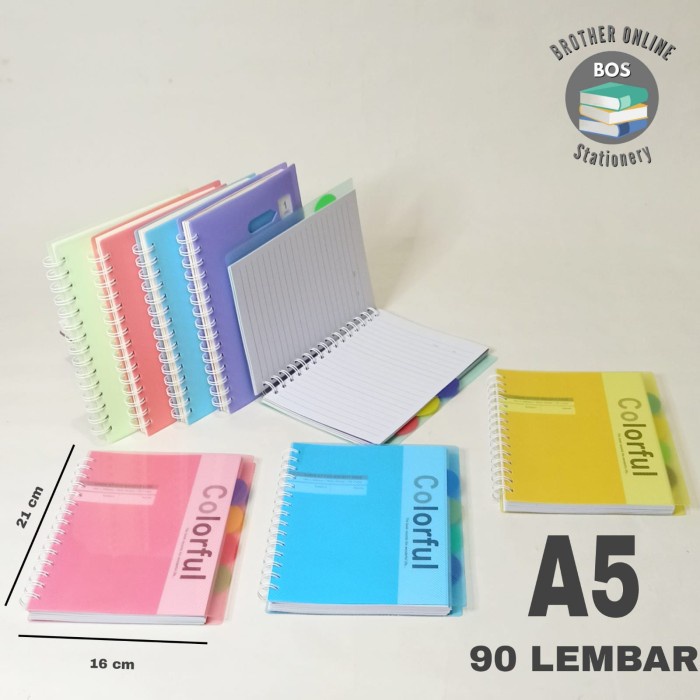 Jual BOS Notebook Spiral A5 90Lbr+Pembatas/Buku Spiral/Notepad/Diary ...