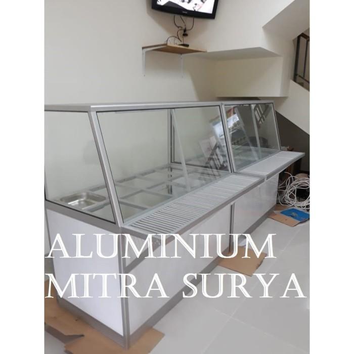 Jual Jual Rak Display Makanan Kaca Aluminium Terima Kustom Termurah