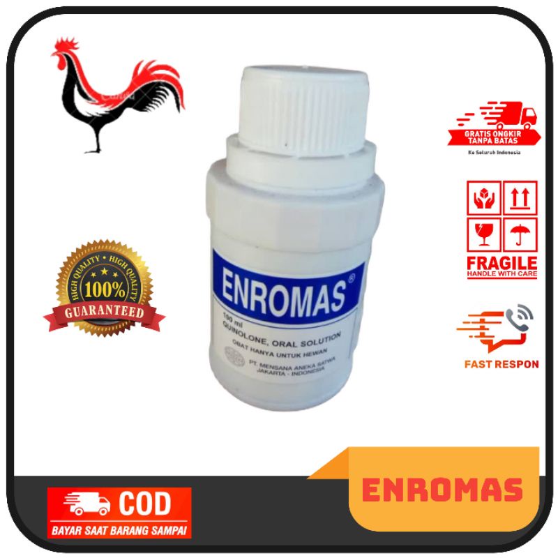 Jual ENROMAS (ENROFLOXACINE 100 ML) OBAT NGOROK SNOT CRD KOMPLEK AYAM ...
