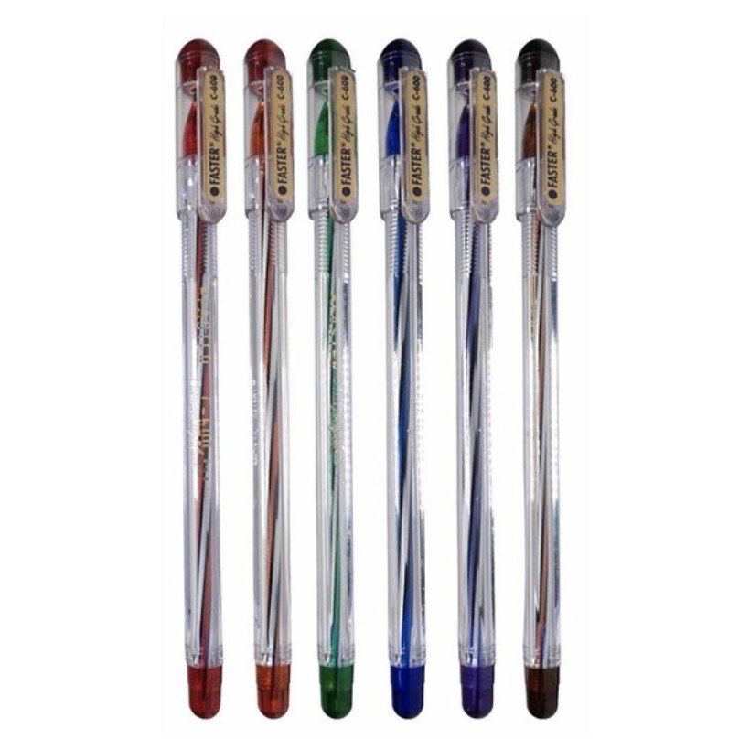 Jual BALLPOINT HITAM FASTER C600 0.5MM CABUT HITAM BIRU MERAH PENA PEN ...