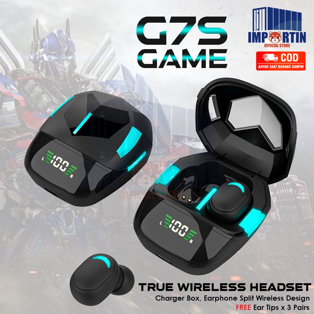 Jual HEADSET GAMING TWS BLUETOOTH BT5.1 WATERPROOF LOW LATENCY LED G7S ...
