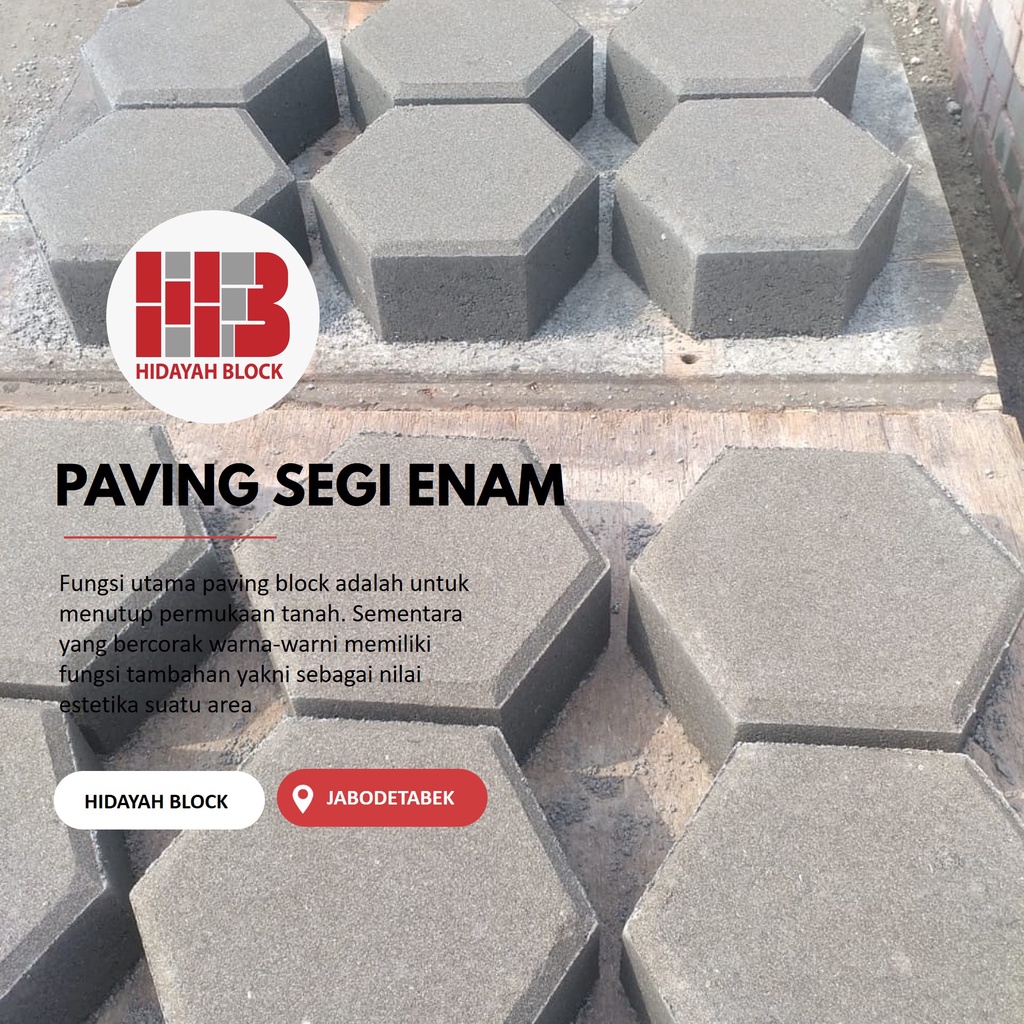 Jual [best Seller Minimal Order 40 M2] Paving Hexagon Abu Paving Block Segi Enam Merah Tebal 6