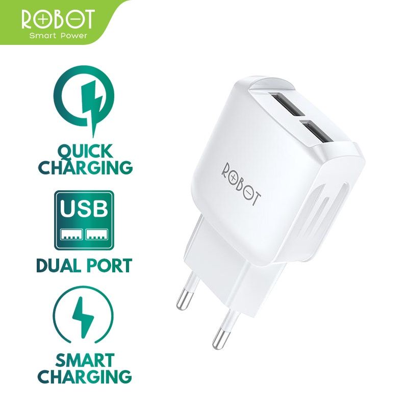 Jual ROBOT RT-K6 Adaptor 2.4A Dual Output Batok Charger Cas Adaptor ...