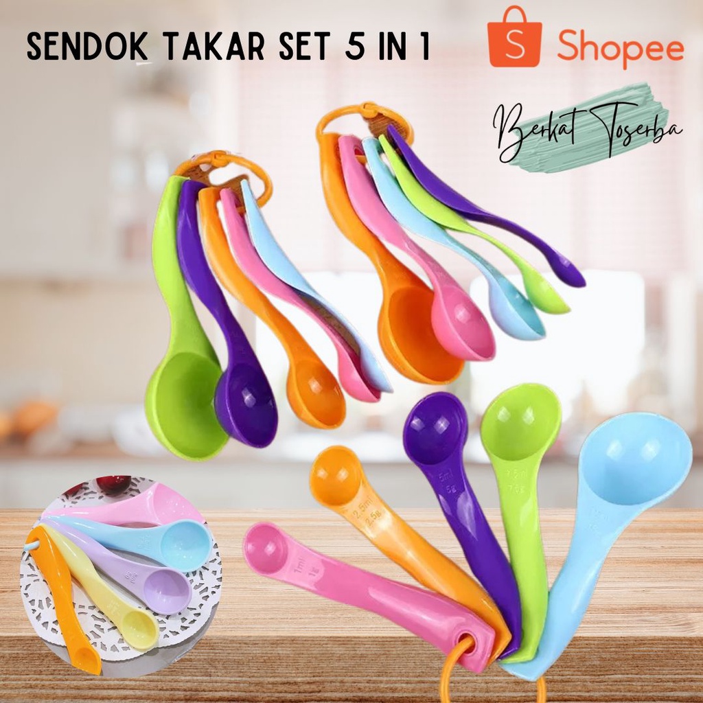 Jual Sendok Takar Set 5 In 1 Warna Pastel Ukuran Kue Air Bumbu Shopee Indonesia 3545