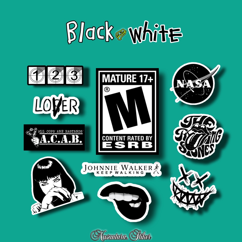 Jual STICKER PACKAGE STIKER PAKET BLACK AND WHITE STICKER CASE ...