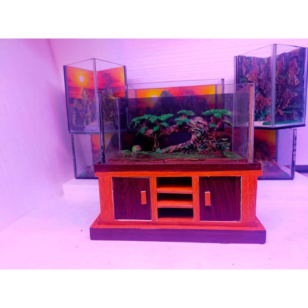 Jual Set Aquarium Kabinet Lemari Keren Aquarium Cupang Soliter