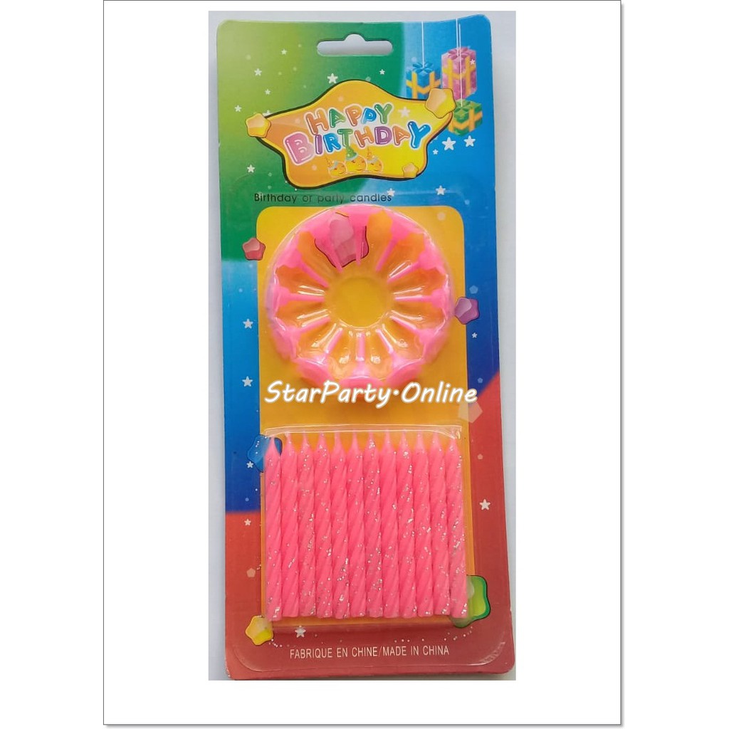 Jual Lilin Spiral Glitter Pink /CND 142/Lilin Spiral /Lilin Ulang Tahun ...