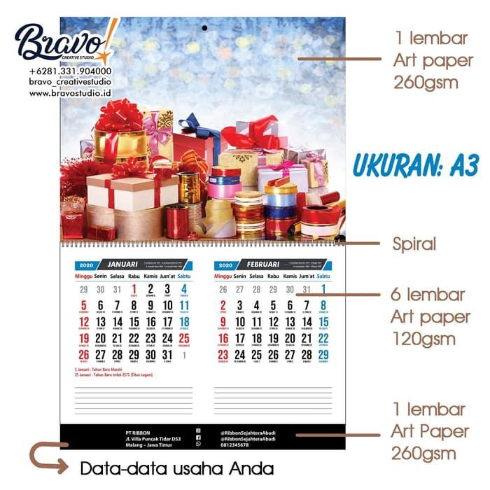 Jual Kalender Dinding Spiral A3 Wall Calendar 2020 Murah Unik Bagus
