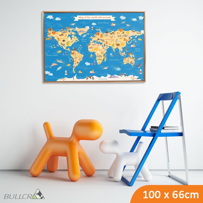 Jual Peta dunia edukasi anak world map kids animal lengkap custom ...