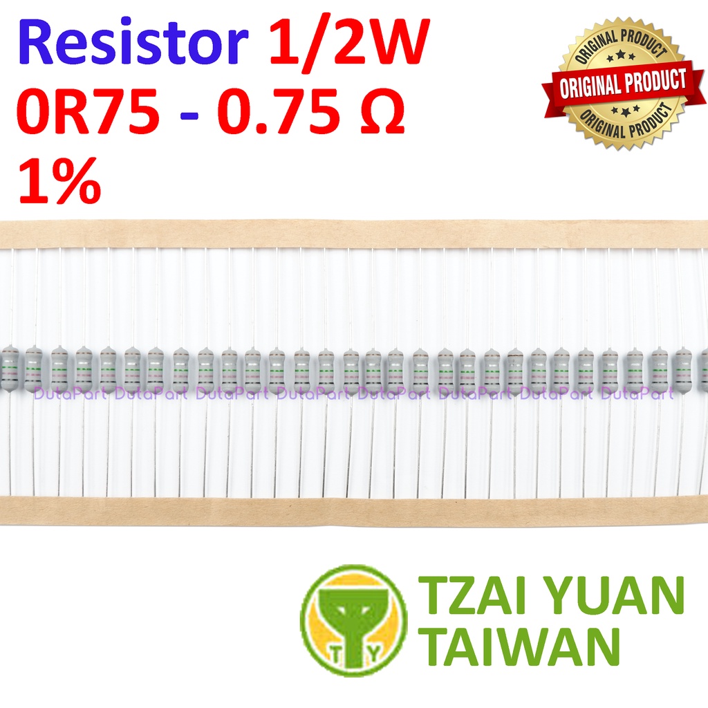 Jual Resistor 0R75 Ohm 1/2 Watt 1% ORIGINAL TAIWAN 1/2W 0.75 R HIGH ...