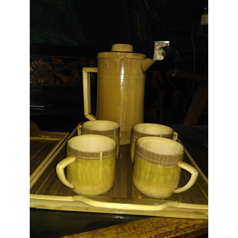 Jual Gelas Bambu 1 Set Polosan Gelas Teko Dan Baki Nampan Shopee Indonesia 6150