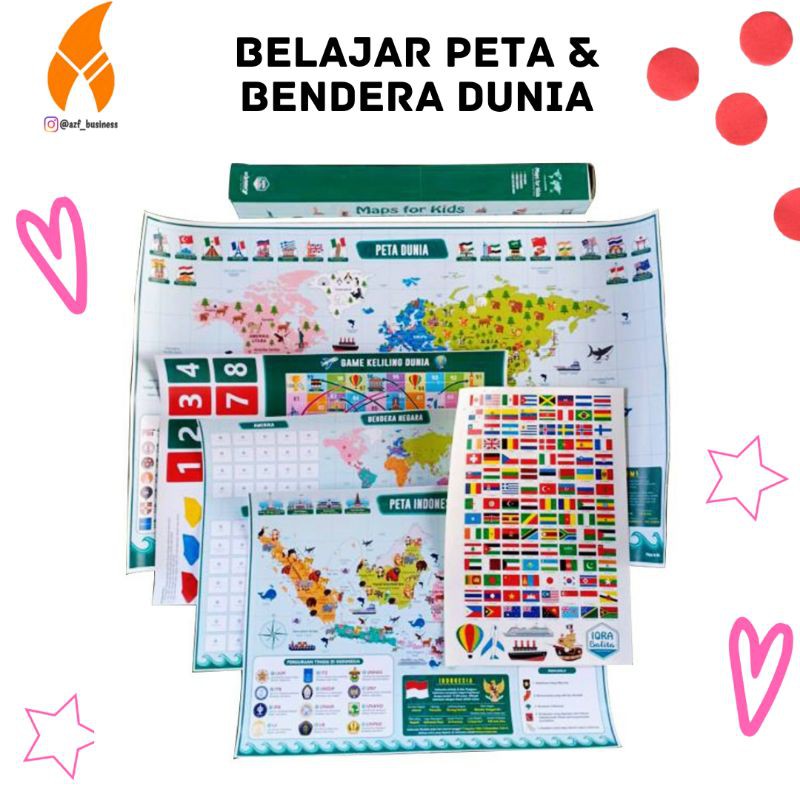 Jual AZF Maps for Kids Belajar Peta Indonesia dan Bendera Dunia untuk ...