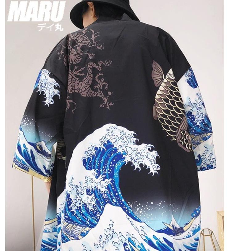 Veste Haori Kimono Unisexe à Manches 3/4 - Imprimé Ample - Style Japonais Décontracté - Pour Demi-saison - 7