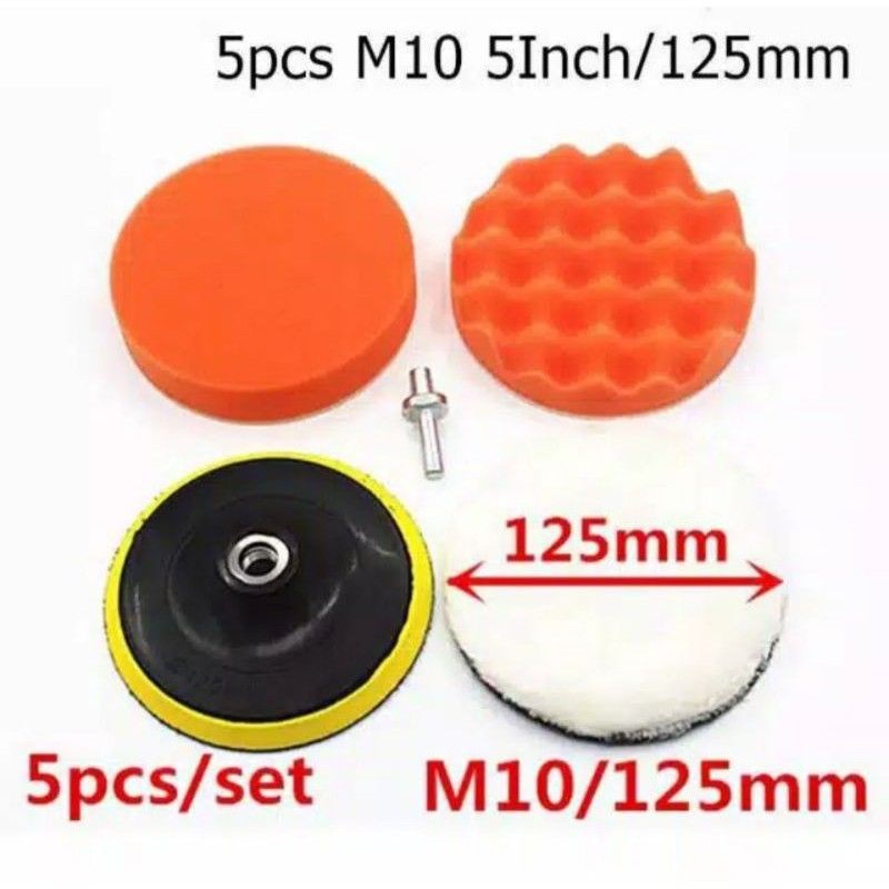 Jual 5Pcs Busa Sponge Poles 5 Inch Perekat Velcro Sponge Polishing Foam ...