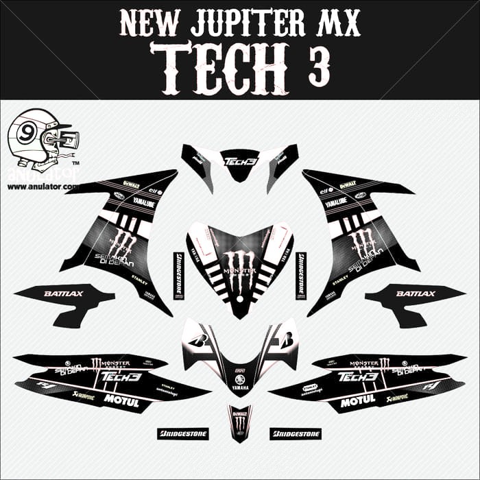 Jual promo Sticker Motor New Jupter MX TECH3 Hitam SPEC A Striping ...