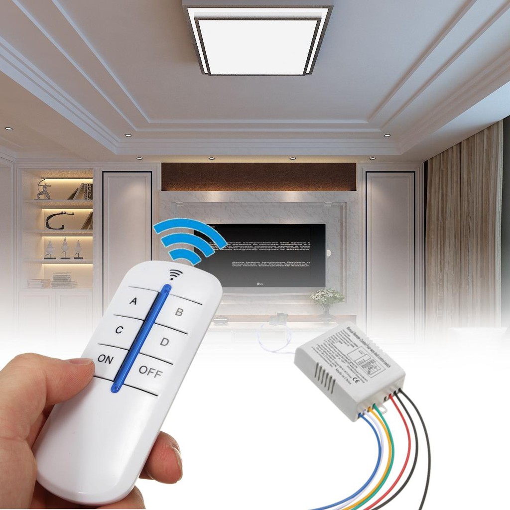 Jual Wireless Remote Control Switch ON OFF 220V - 4 Way 433 Mhz RF ...