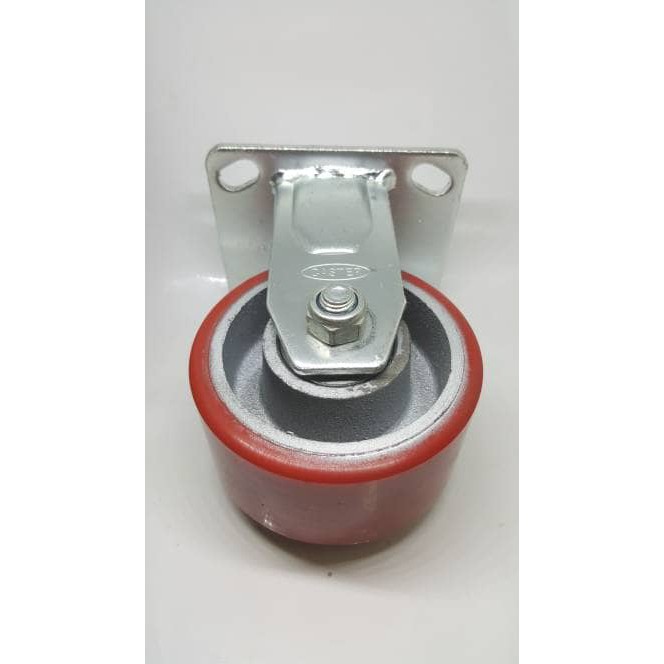 Jual Wheel Roda PU Flat Besi Cor Heavy Duty CASTER TAIWAN 4