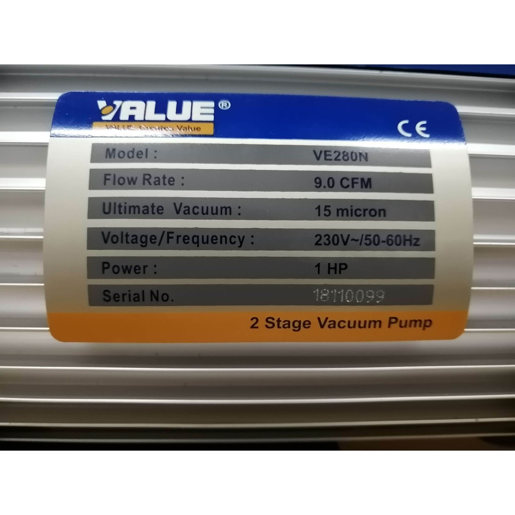 Jual VACUUM PUMP VALUE VE280N 2 STAGE 1 pk CFM 8.0 CHINA - 1 HP ...
