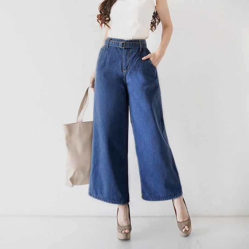 Jual Chelli Jeans Cullot Dark/Light (2 kali pakai) | Shopee Indonesia